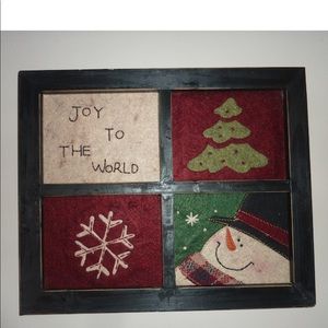 ☃️ SALE Winter Country Snowman Wall Hanging, Wood, Window Frame NEW
